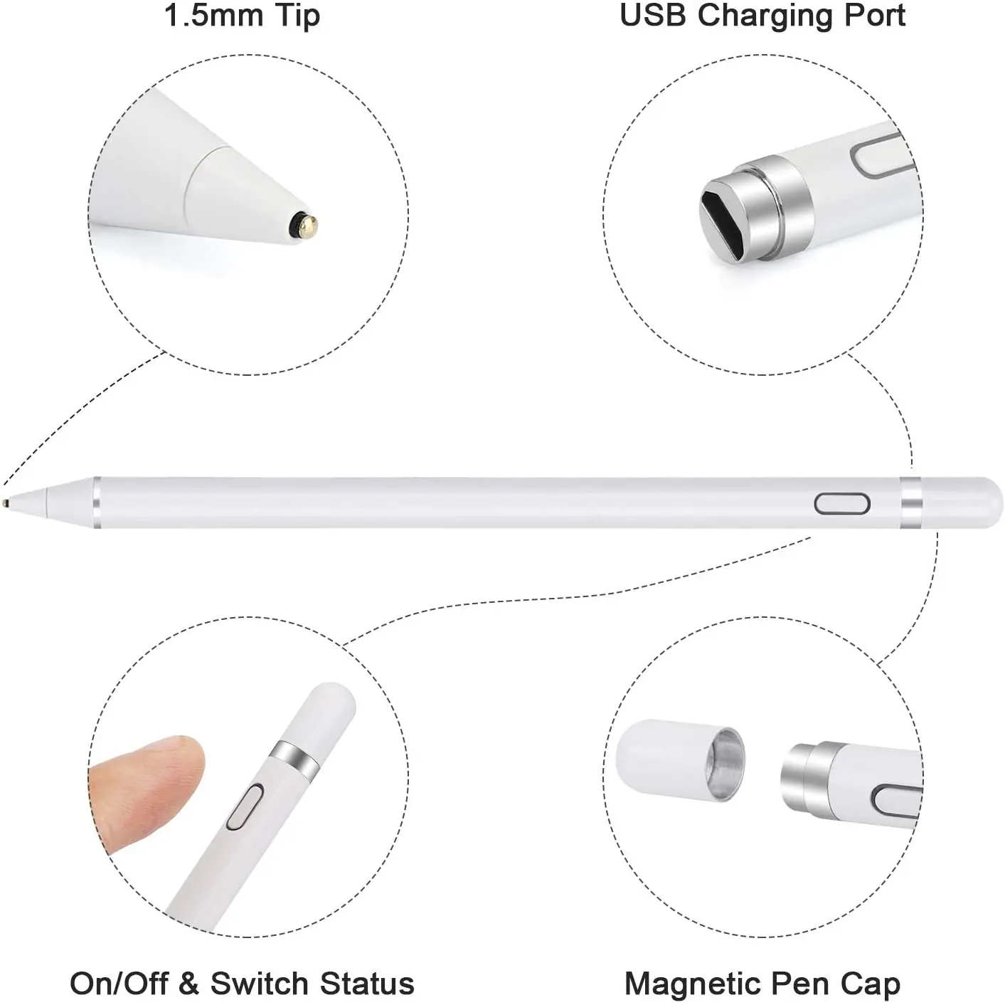 Stylet Tactile pour Tablette Android,Stylo Écran Capacitif Universel 1,5mm  Stylet à Pointe pour écrire, Dessiner Compatible avec iPad iPhone Samsung  Huawei XiaoMi : : High-Tech