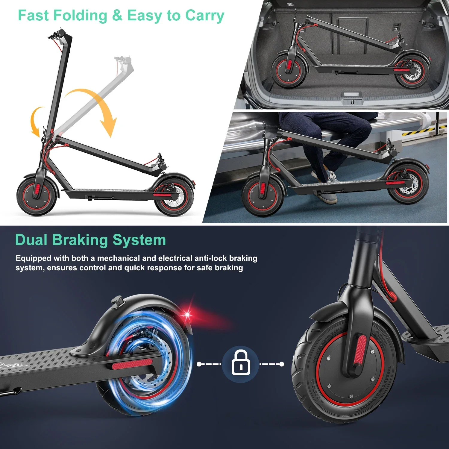 Folding Electric Scooter 15AH New Upgraded E-Scooter APP Smart Scooter Shock-absorbing Anti-skid Electric