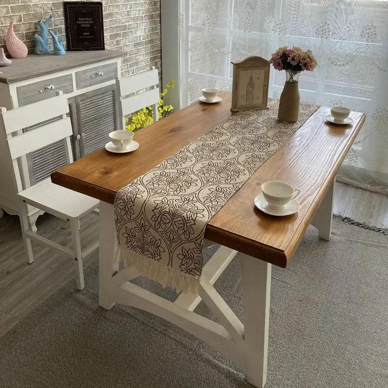 

Factory Wholesale Chinese Pattern Household Fringed Table Runner Table Towel Cotton And Linen Thickened Zen Tea Table Runner.