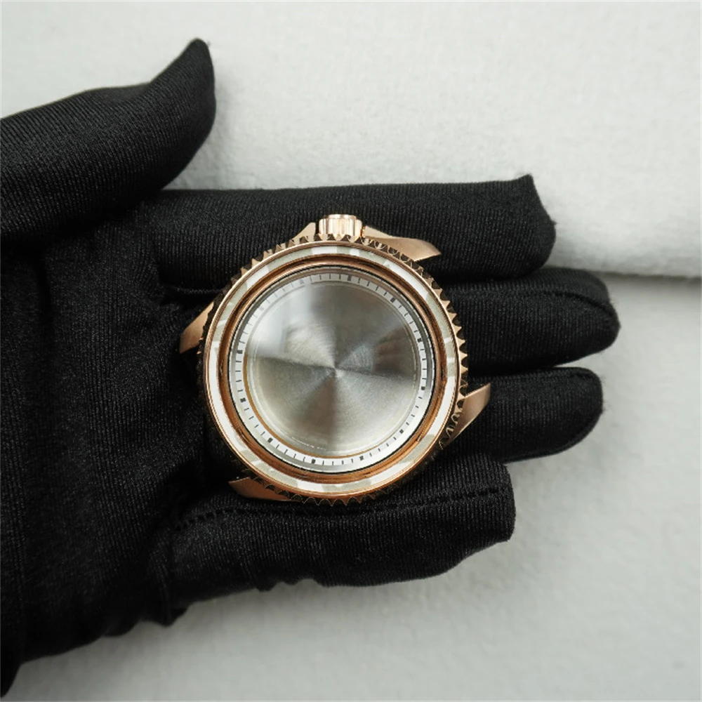 

42mm Rose Gold Modify Watch Case Arched Glass Unidirectional Turing Dive Bezel Waterproof Shell For for NH35/NH36/4R35A/4R36A