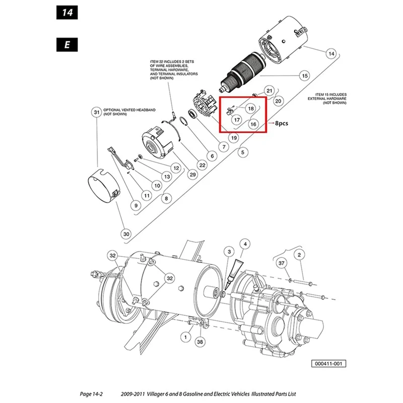 16X 골프 카트 키트 브러시 3.7HP, 브러시 모터 102938601, 클럽카 L6 L8 에 적합