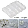 100pcs Transparent Round Boxes Coins Collection Large Capacity Plastic Capsules Cases 41mm*100 Capsules 1oz Coins Box Home 5