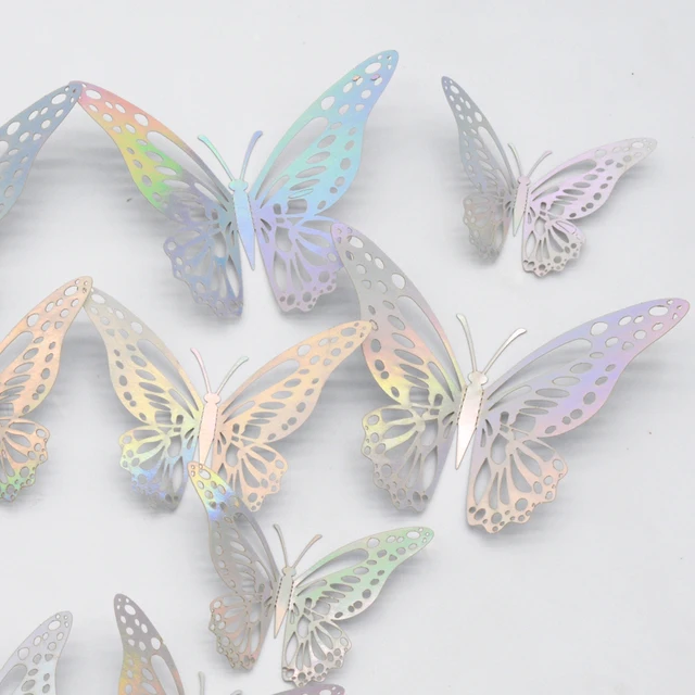 12Pcs Metal Texture Gold Artificial Butterfly Cake Topper Cake Decoration Simulation Butterflies Wedding Crafts Party Decoration S018