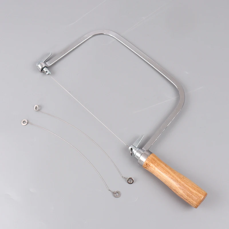Soap cutter 1 PC soap kits loaf wooden stainless steel string cutter saw with 2 strings for candle wax making