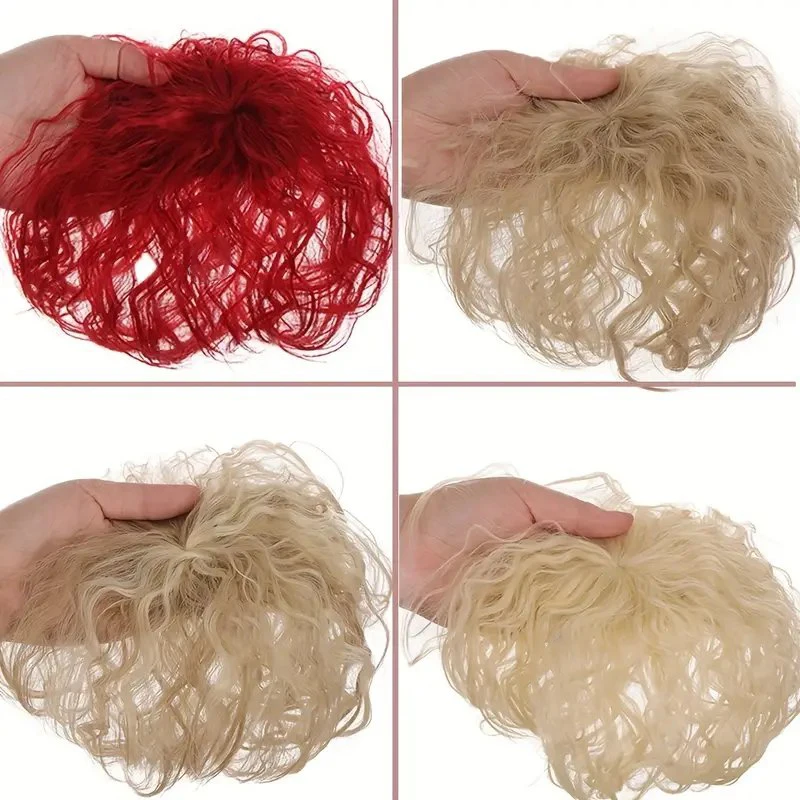 Synthetic Hair Pieces Clip In Hair Pieces 2 Clip Curly With Bangs Fake Hairpiece For Women