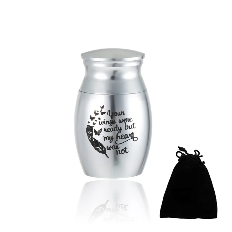 Mini Silver Pet Urn Dog Cat Birds Mouse Cremation Ashes Urn Keepsake Casket Storage Tank Feather Butterfly Pets Memorials
