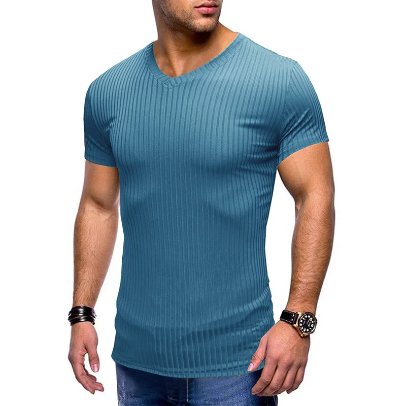 

Summer Men's Sports Fitness Short Sleeve T-shirt Men's Slim Fit V-neck Sweater Top GD-BC