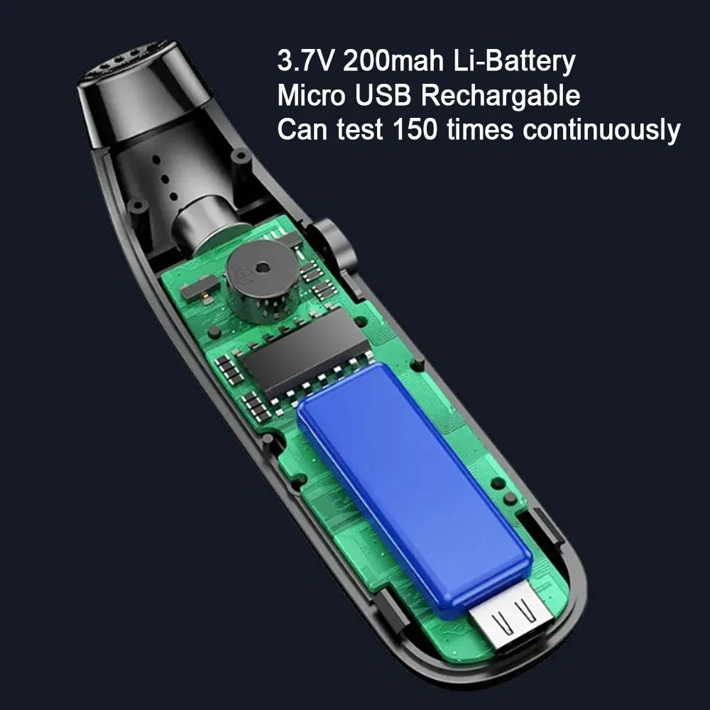 Portable LCD Non-Contact Alcohol Tester USB Rechargeable Alcohol Detector Electronic Breathalyzer with LED Digital Display