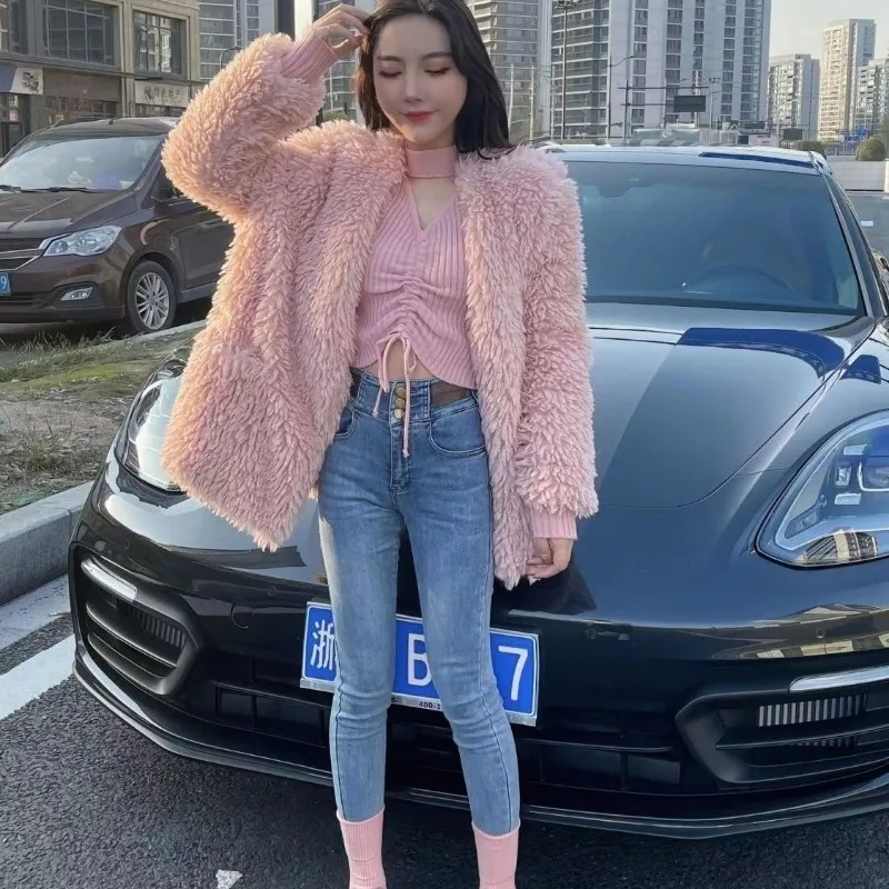 Faux Fur Coat Women Winter Fur Fluffy Jacket Long Sleeve Warm Thick Outerwear Chic Korean Coat Solid Hot Sale Women's Clothing