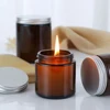 Handmade Glass Cosmetic Jar, Body Lotion Cream Container, Skincare Brown Cosmetic Candles, Aromatherapy, 100g 3