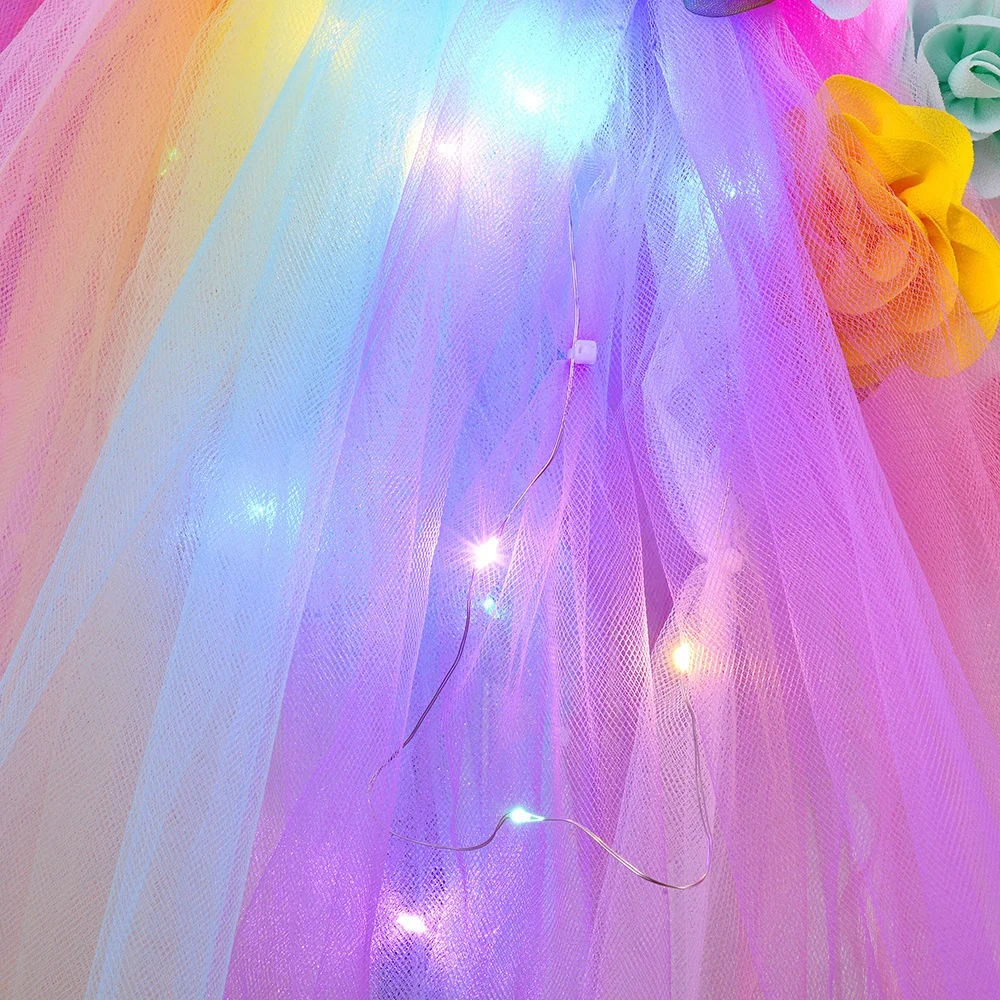 Girls Dress princess costume kids clothes Led Light Unicorn Costumes for Girls Birthday Christmas Outfit