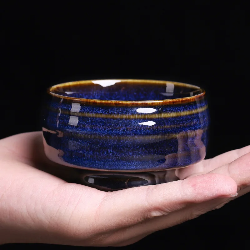Jun Kiln Tea Cup Master Cup Large Kiln Change Blue Single Bucket Hat Kung Fu Tea Self Use Cups Friend Gift