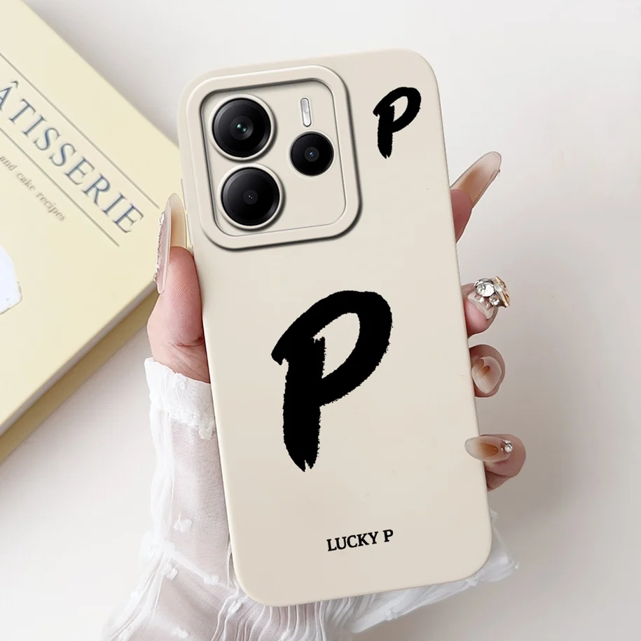 Cute Letters Soft Silicone Phone Case - Global Cover for Xiaomi Redmi Note 14 2025