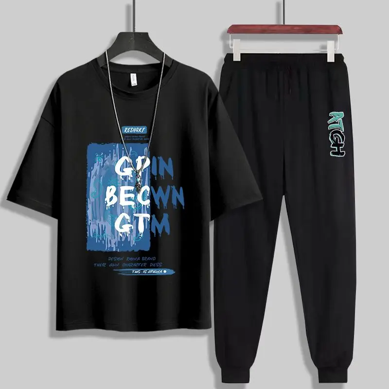 thumbnail image 1 of Conjuntos de camiseta y pantalones para hombre, oferta, top vintage, trajes deportivos holgados, sudadera moderna, ropa ajustada para hombre, chándal regular XL, 1 of 4