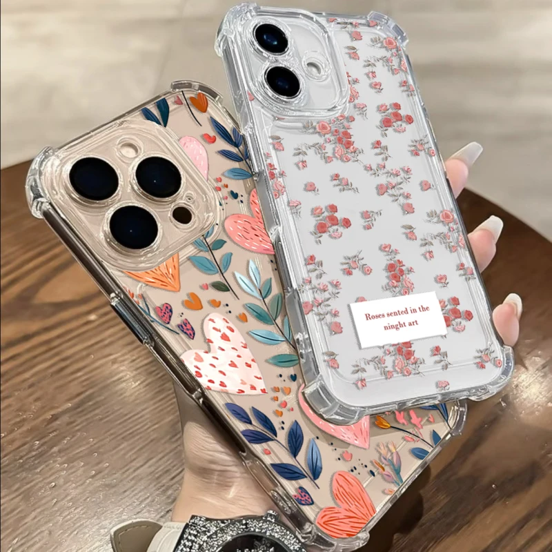 Violet Floral Transparent Phone Case