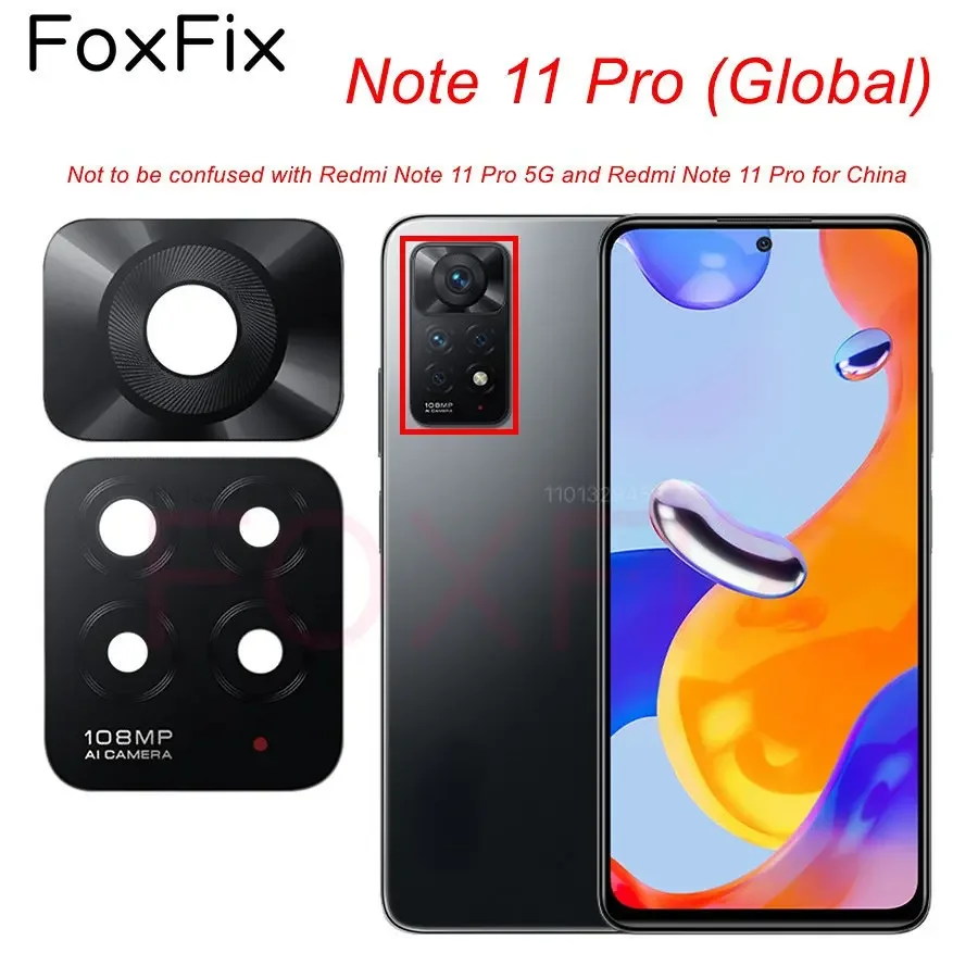 Rear Back Camera Glass Lens for Xiaomi Redmi Note 11 Pro+Plus 5G 11T 11S 11E 11SE 5G with Adhesive Sticker
