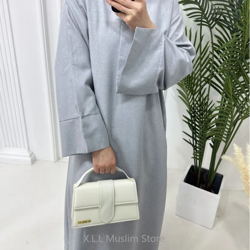 Luxury Ramadan Cotton Linen Dubai Abaya Modest Turkey Islam Kaftan Dress For Women Casual Loose Robe Dresses Prayer Clothes
