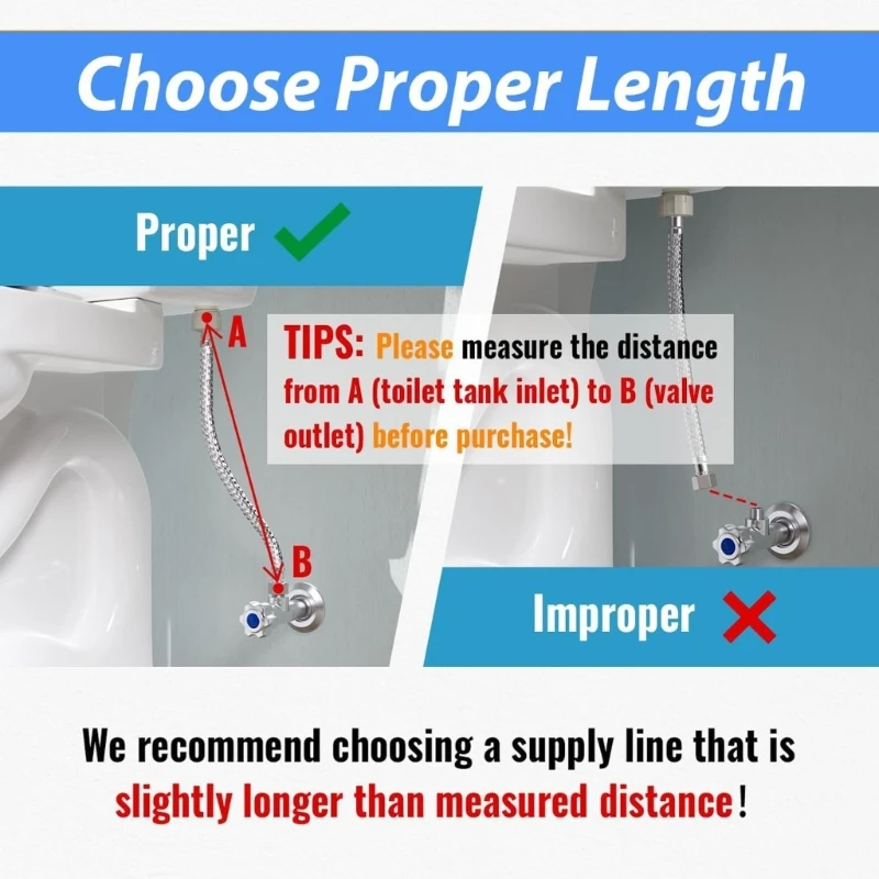 Q9QF 2팩 부식 방지 화장실 물 커넥터 호스 화장실 호스 물 공급 파이프 교체 누출 방지 흐름