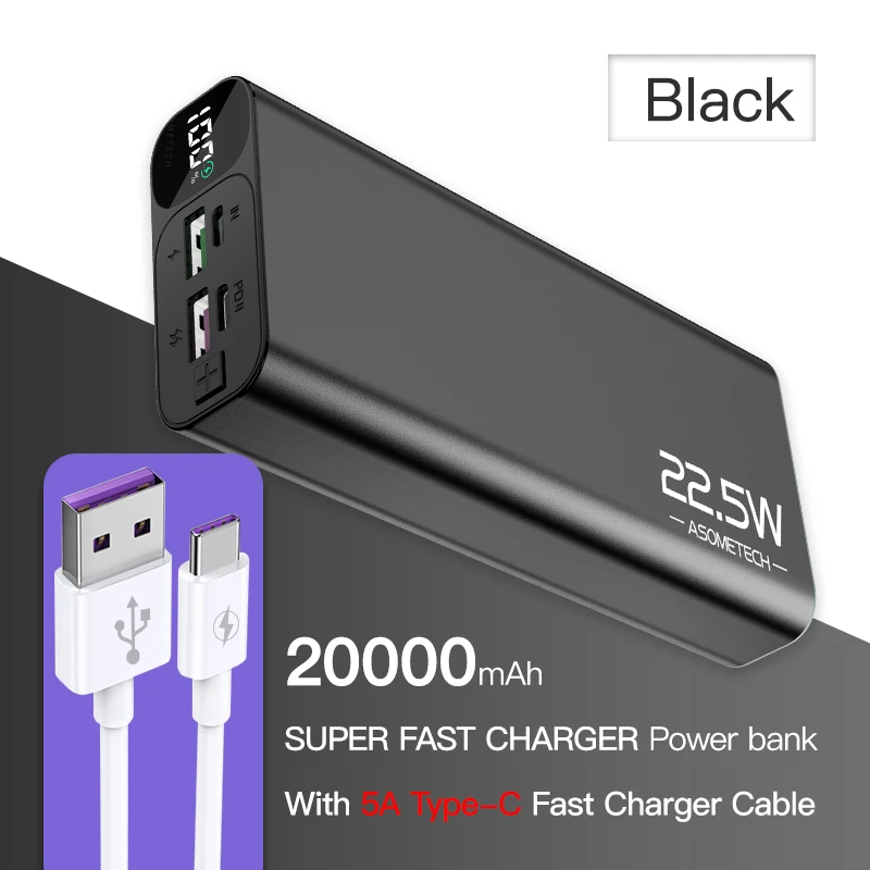 portable usb charger 20000mAh 5A Super Fast Charge QC3.0 Power Bank USB C PD3.0 Flash Fast Charger External Battery Powerbank For iPhone 12 Xiaomi type c power bank Power Bank