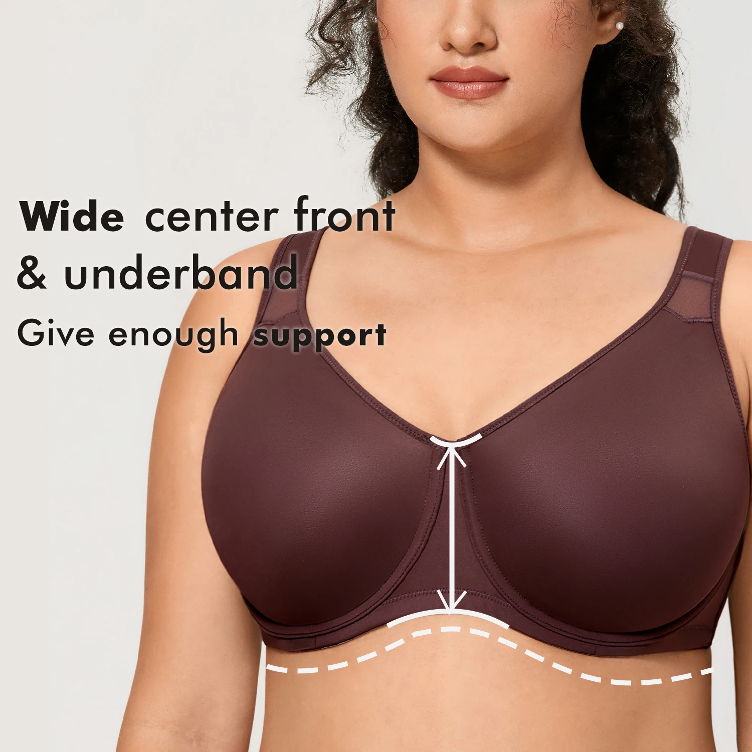 Women's Smooth Full Coverage Underwire Plus Size Minimizer Seamless Unlined Bra Non Padded B-DD E F G H 32-40 42 44