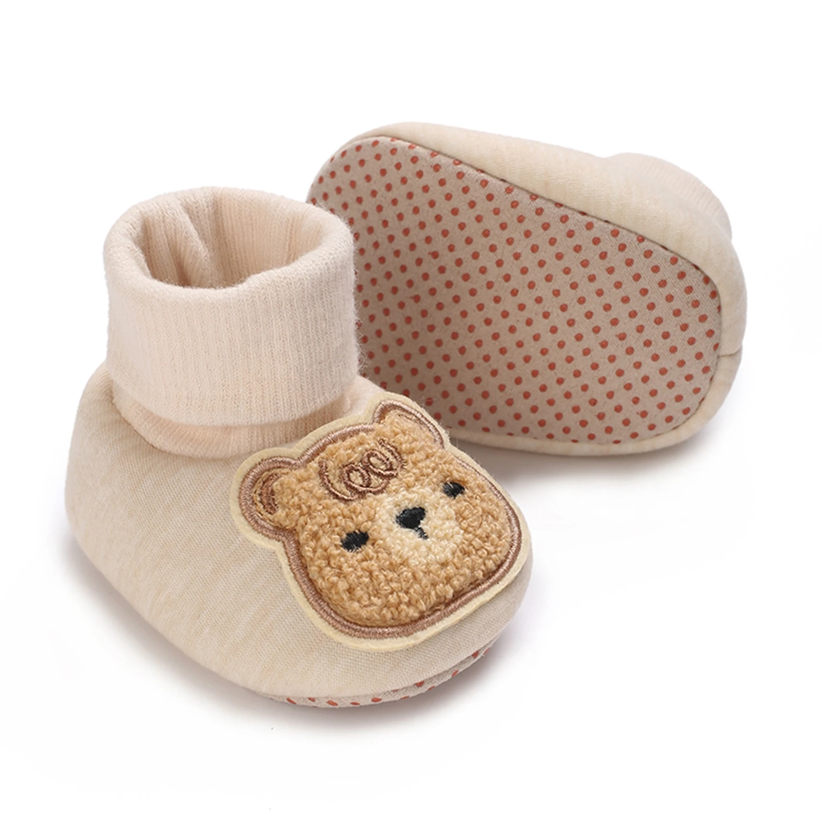 New Born Baby Shoes Slippers Floor Socks Spring Autumn Soft Anti-Slip Booties Footwear Bear Embroidery Infant Sock Shoes
