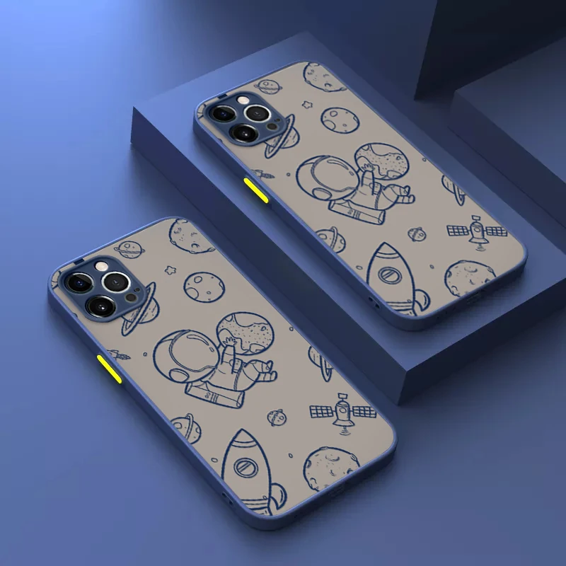 Cartoon Astronaut Hard Matte Case For Oneplus Nord 2 CE 5G Clear Cover For Oneplus 9 Pro 9R For One plus 9RT 1+9 8 1+8T 1+7T 6T samsung flip cover Cases & Covers