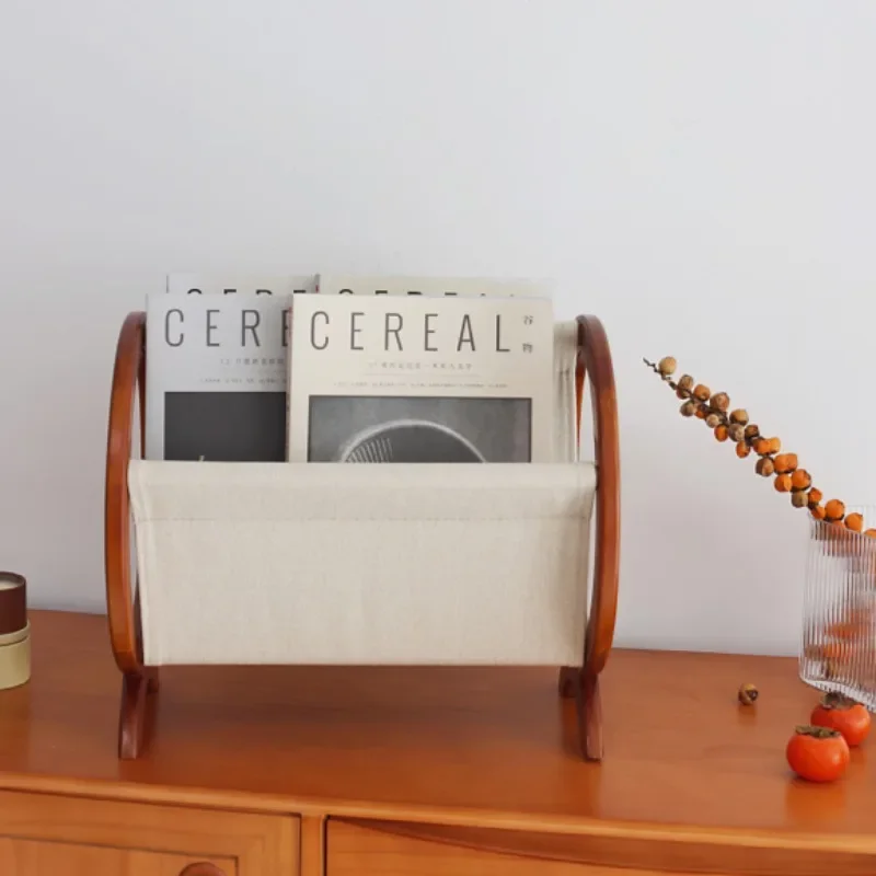 HEWU Cherry Wood Magazine Living Room Design Book Newspaper Rack Black Glue Storage Sofa Vintage Reproduction