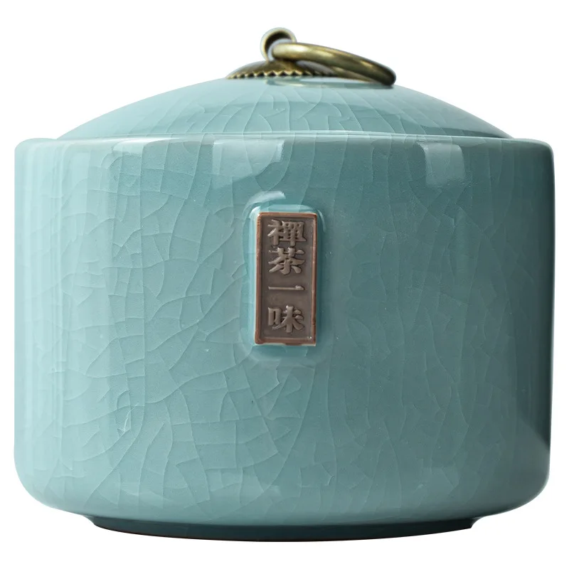 Tea Tea Bag Storage Box Geyao Pot Ceramic Seal Pot Sugar Moisture-proof Living Room Coffee Table Decoration ceramic storage jar airtight container tea bag organizer
