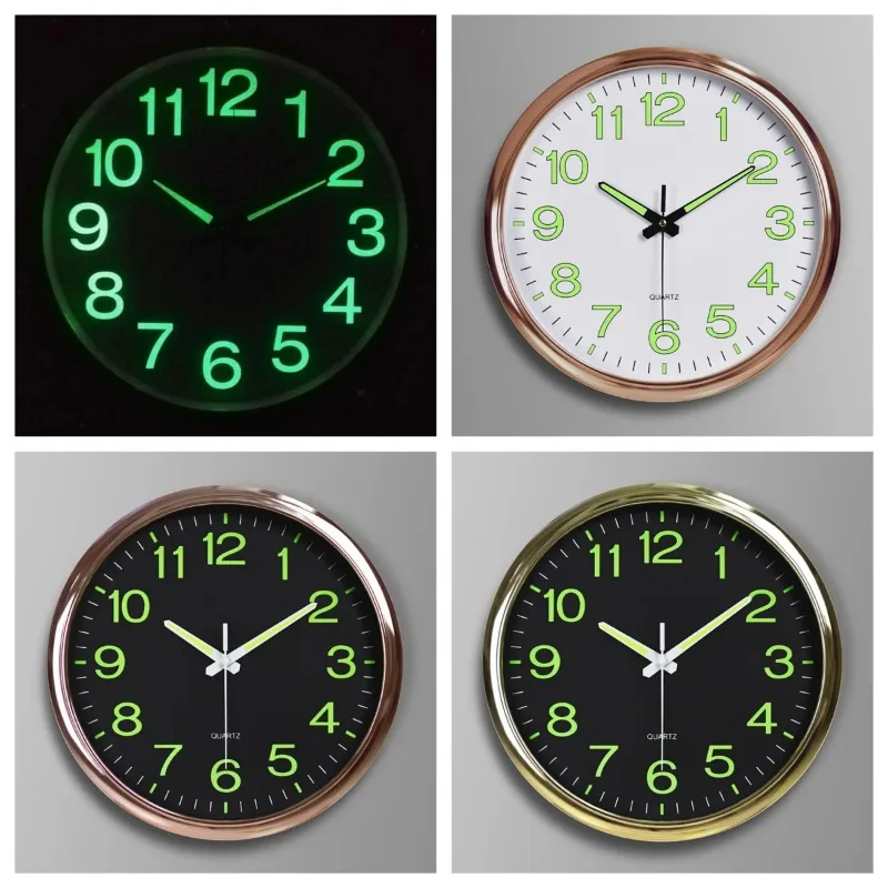 

12 Inch Round Large Night Light Wall Clock,Luminous Function Numbers and Hands,Silent Non-Ticking Quartz,Living room decoration