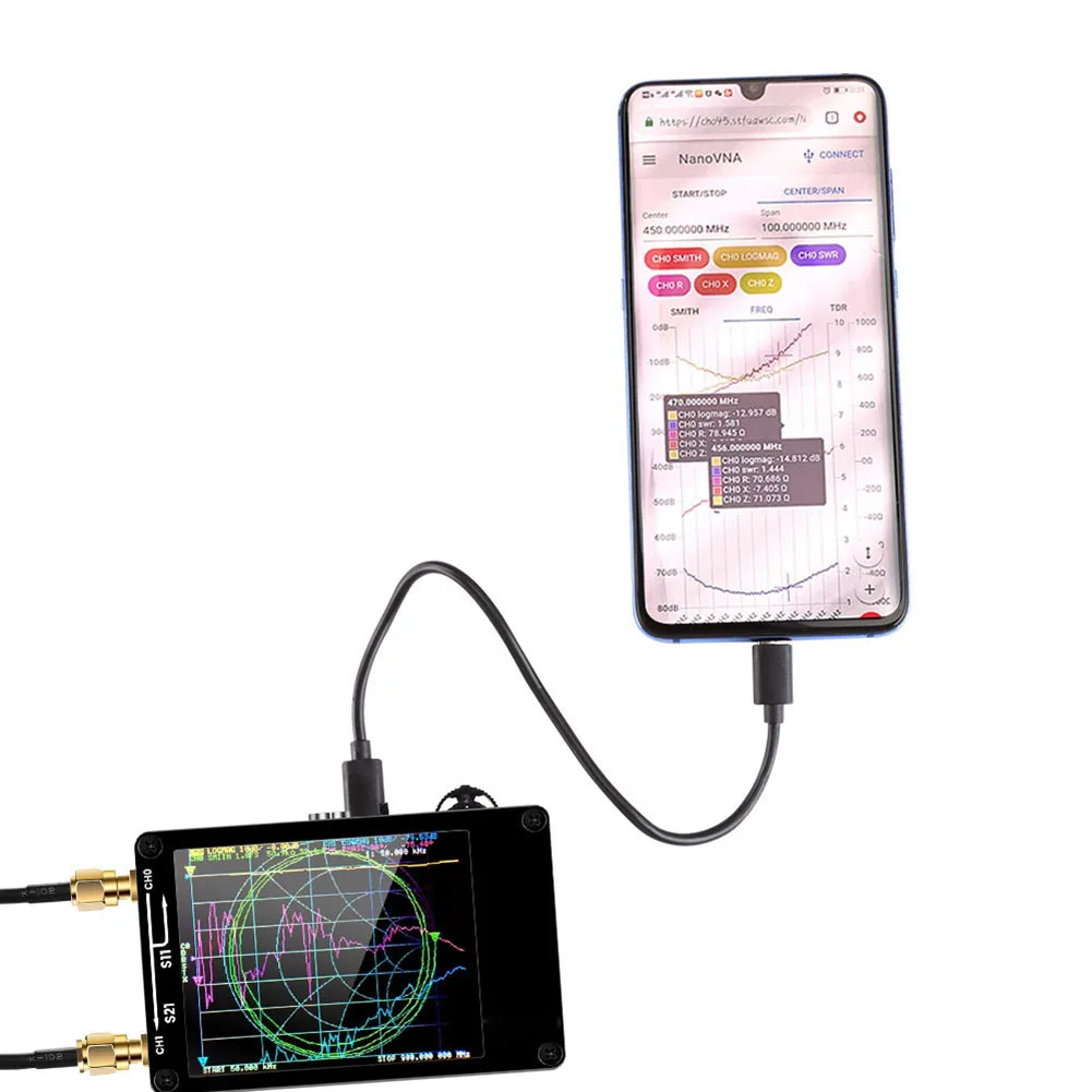2.8 Inch TFT Monitor Digital Antenna Analyzer MF HF VHF UHF Vector Network Analyzer Tester with SD Card Slot For VSWR Phase