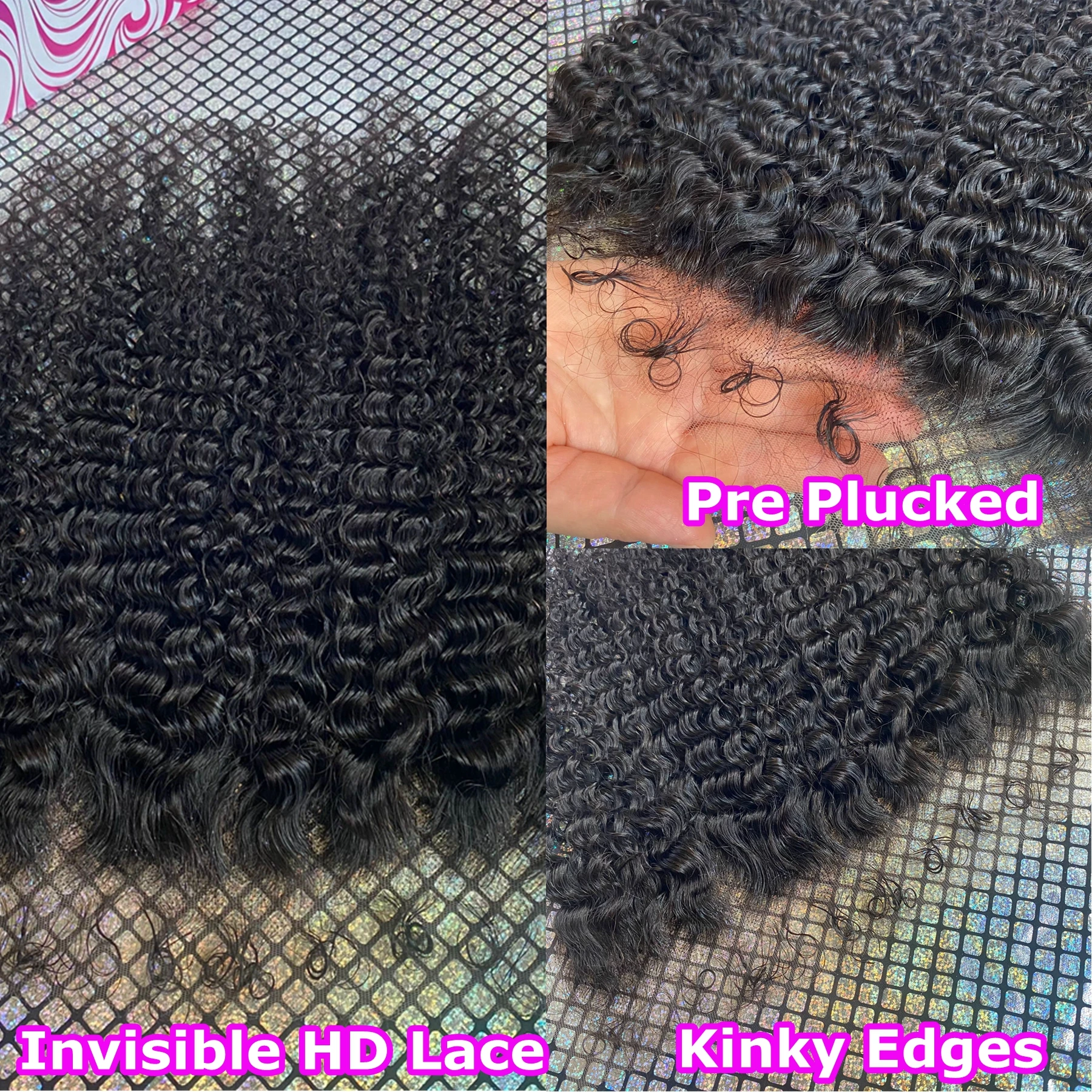 SKINLIKE 13x4/7X7 Kinky Edges HD Lace Frontal Only Curly 13x6 Full Frontal Invisible HD Lace Front Only Human Hair Pre Plucked