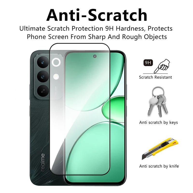 6-in-1 Premium Tempered Glass Screen Protector with Lens Film - Full Coverage 2.5D