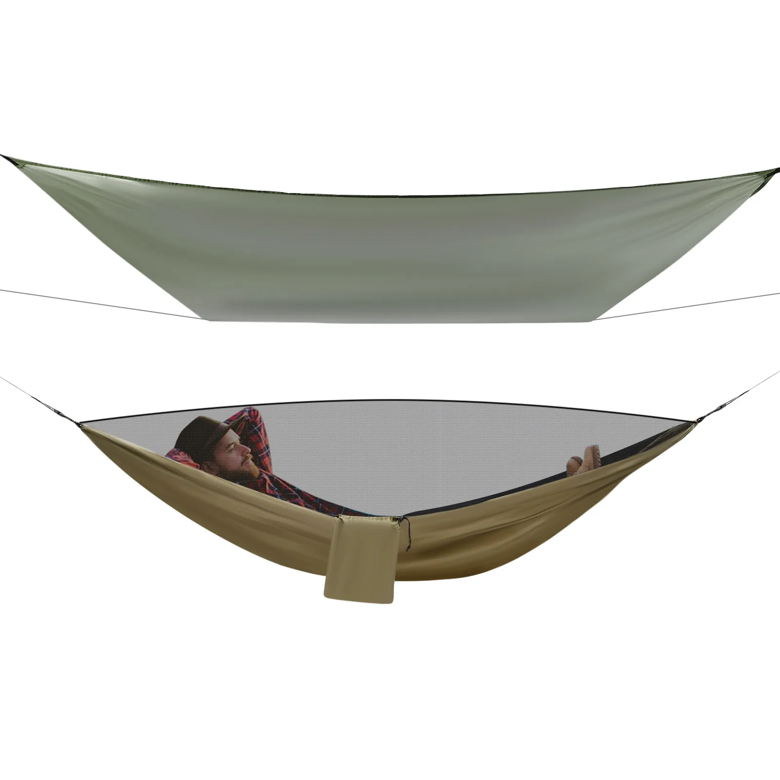 Camping-Hängematte mit 200 kg Fassungsvermögen, Hängematten mit Moskitonetz-Zelt und Regenfliegenplane, Hängematte für Rucksackreisen und Reisen – Detail 20