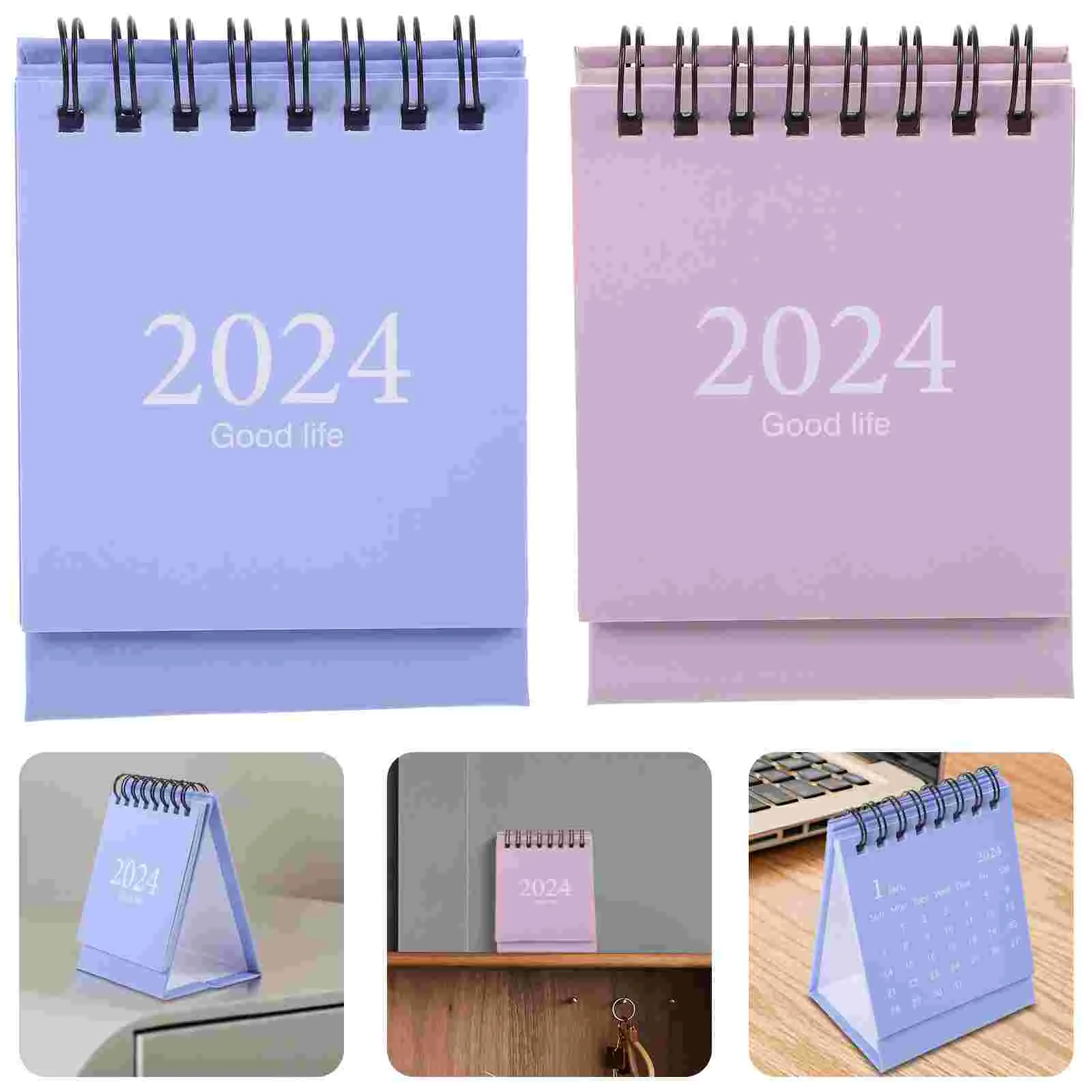 2Pcs Desk Calendar Desk 2024 Table Calendar Desktop Calendar Spiral Binding Calendar Decoration