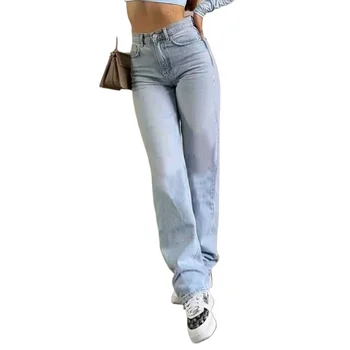 Women's High Waisted Baggy Jeans Denim Pants Y2K Aesthetic Vintage Design Loose Fit Comfortable Female Daily Casual Clothing 1