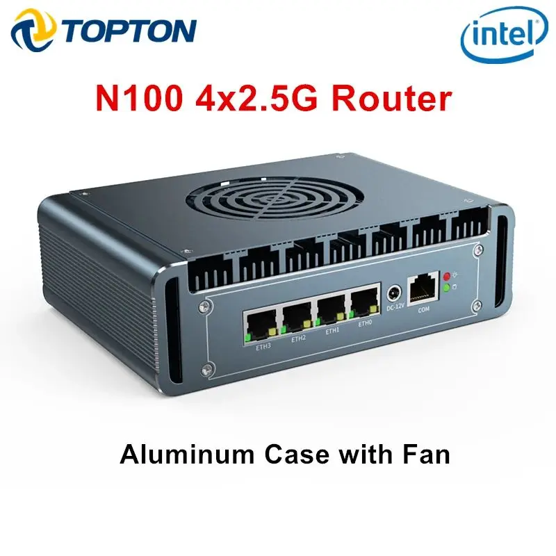 Topton Intel 12th Gen Mini PC N100 4x i226 2.5G LAN Firewall Computer Celeron N5105 J4125 PVE pfSense desktop Aluminum with Fan 5