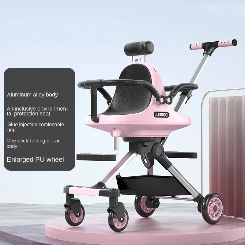 

Foldable Stroller Detachable Pram High Landscape Lightweight Twin Travel Pushchair Four Wheels Shock Absorption Baby Stroller