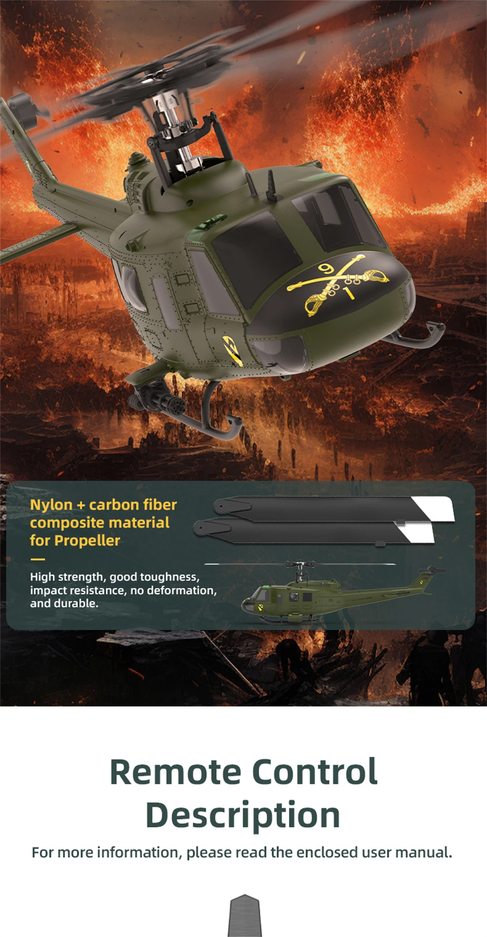 Eachine E190 1:34 UH-1 HUEY Scale 2.4G 6CH GPS Altitude Hold