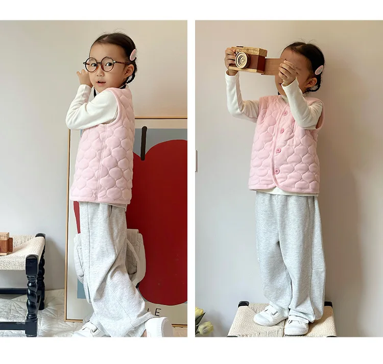 Kinder Weste Herbst Winter Jungen Mädchen Einfarbig Dicke Warme Strickjacke Student Basis Shirt Unterwäsche Jacke Baby Weste Kleidung – Detail 17