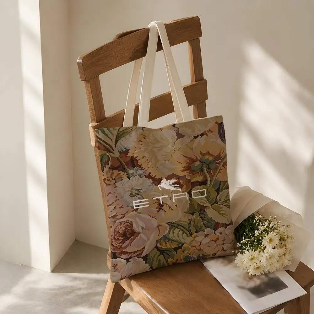 Eco-Friendly Cotton Canvas Tote Bag - Reusable Large Capacity Fashion Storage Bag