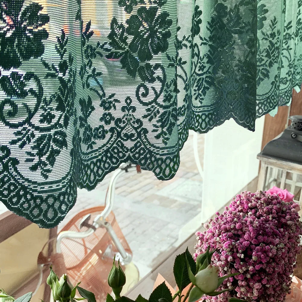 Short Curtains for Small Window Tulle Curtain Embroidered Lace Cafe Tier chiffon curtains japanese door curtains