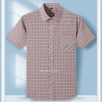 plus size 100%cotton thin short sleeve shirts for men slim fit casual plain shirt hawaiian plaid shirt korean popular clothes 2