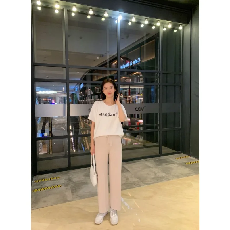 Summer Straight Pants Breathable Ice Silk Thin Trousers Pregnant Women Wear Wide Leg Pants Loose Drape Casual