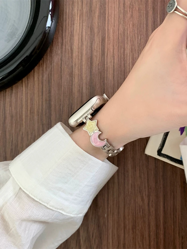 Cute Moon Star Metal Bracelet For Apple Watch Ultra