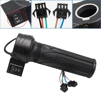Manopola acceleratore a torsione per moto, bici elettriche e scooter, con regolazione velocità (alta, media, bassa), funzione avanti/indietro e cruise control.