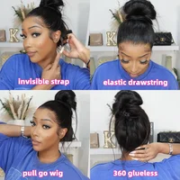 Perruque Smilegirl 360 Lace Straight en cheveux humains, perruque frontale 360 Full Lace, noire naturelle, avec dentelle HD, pré-épilée, nœuds blanchis, perruque queue de cheval haute pour femmes noires 4