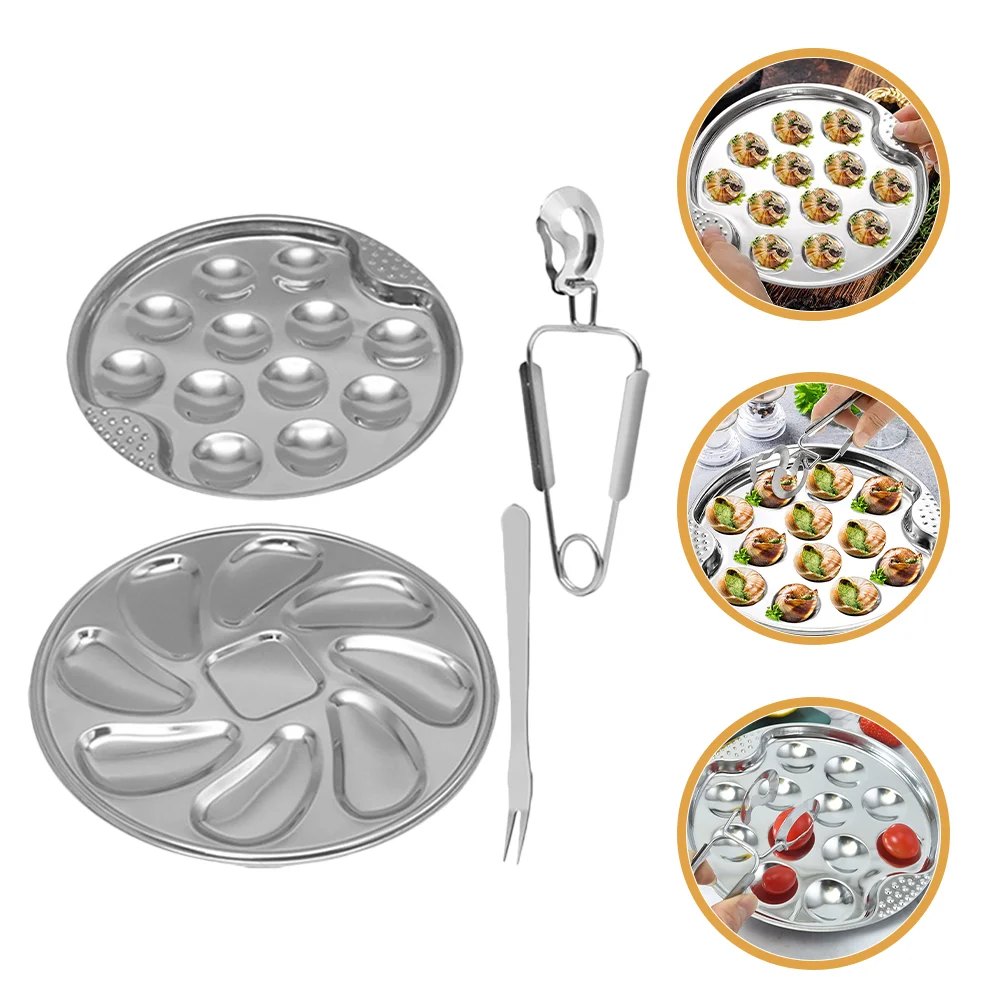 

Пластина для морепродуктов из нержавеющей стали, вилки, лоток для улитки с щипцами, змеиная сковорода