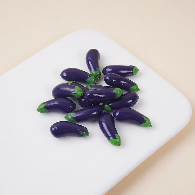 5Pcs Simulation PVC Eggplant Miniature Figurines DIY Mini Supermarket Artificial Vegetable Dollhouse Play Toys