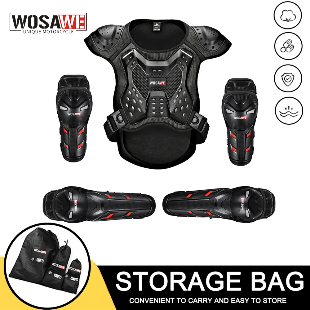 

WOSAWE Motocross Body Armor Motorcycle Jacket Motocross Moto Vest Back Chest Protector Off-Road Dirt Bike Protective Gear Suit