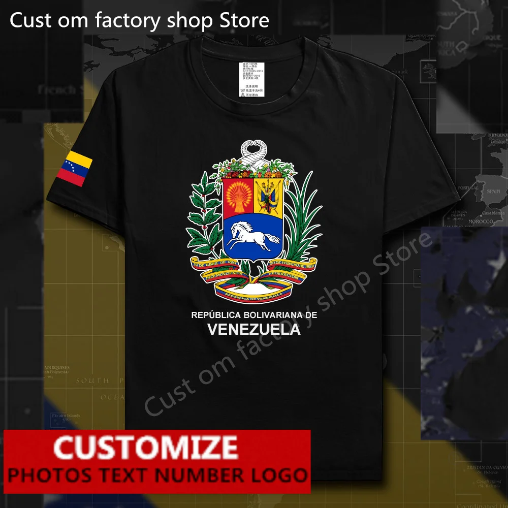

Venezuela Flag ​T shirt Free Custom Jersey Fans DIY Name Number LOGO 100% Cotton T-shirts Men Women Loose Casual T-shirt